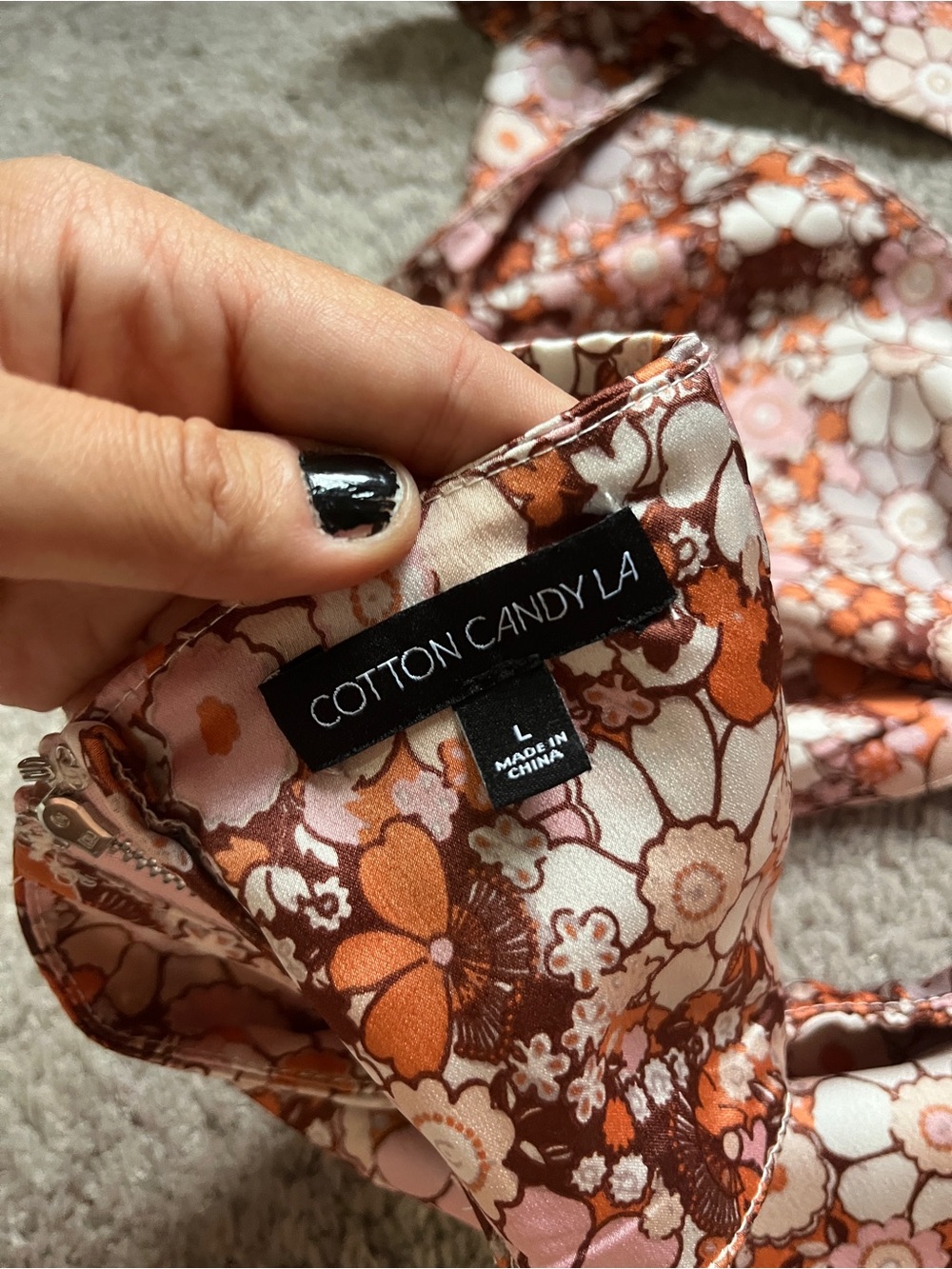 Floral Halter Tie-Front Crop Top in Brown & Pink - Picture 8 of 8